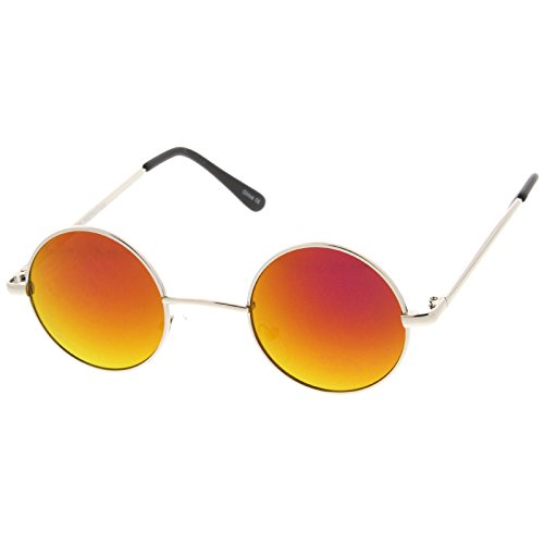 Image of zeroUV Small Retro-Vintage Style Lennon Inspired Round Metal Circle Sunglasses