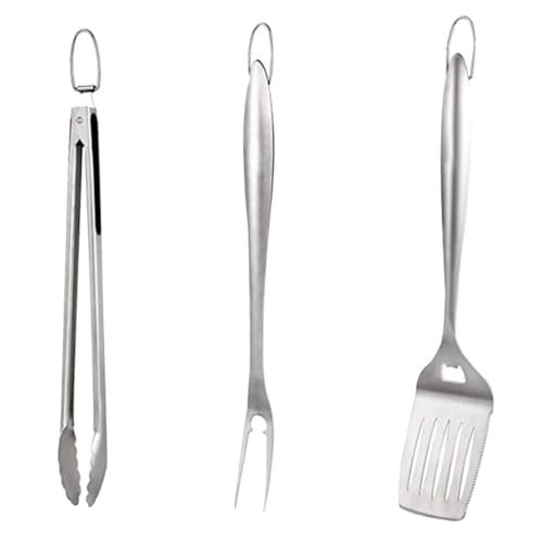 Kit parrillero acero inoxidable 3 piezas con mango ABS miniatura 1