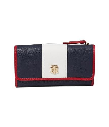 Tommy Hilfiger Womens Chloe II Trifold Wallet Tommy Navy/White Greige/Tommy Red X-Small