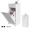 SoBuy BZR21-W Badkamerkast Opbergkist met Wasmand Laundry Hamper – Wit (Breedte 40cm)