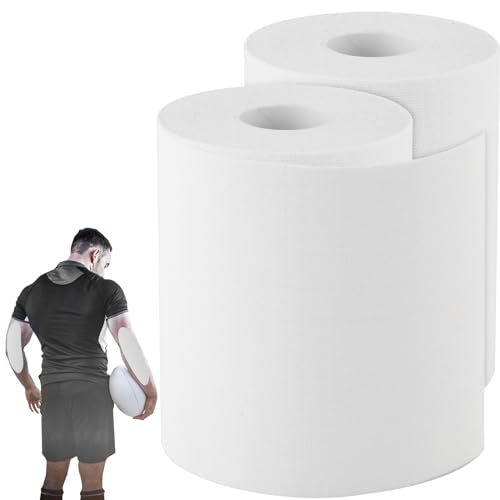 2 Rolls Kinesiology Tape, Muscle Support Tape Extra Wide Waterproof Turf Tape for Arms Football Ultra Sticky Athletic Sports Tape Wrap for Exercises Gymnastics to Prevent Turf Burn (Black White)
