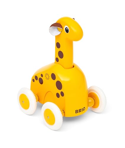 BRIO 30229 Push & Go Giraffe - Niedliches Drück- und Fahrspielzeug in klassicher Optik - Empfohlen ab 12 Monaten