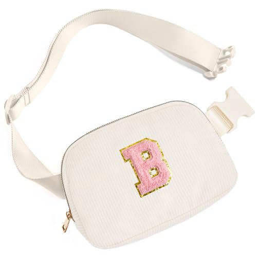 Image of Gitus Gifts for Teen Girls 10-12 12-14 14-16 16-18 Birthday Gifts for Girls Women Sister Teacher Initial Belt Bag Fanny Pack Crossbody Bags for Teen Girl Gifts Trendy Stuff Travel Essentials (Ivory-B)