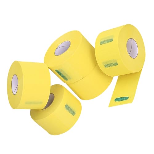 VALICLUD 5 Rollos Papel de Cuello Desechable para Barbería Color Amarillo de Papel Crepé, Barrera Protectora para Peluquería y Salón de Estilismo Profesional