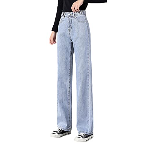 Jeans droits pour femmes pantalons streetwear vintage taille haute en denim large