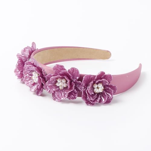 Bandeau fleur résine imitation perle au tempérament doux - 4