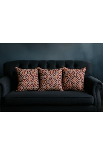 SODEF Quality 3 Piece Ikat Patterned Throw Pillow Set Metallic