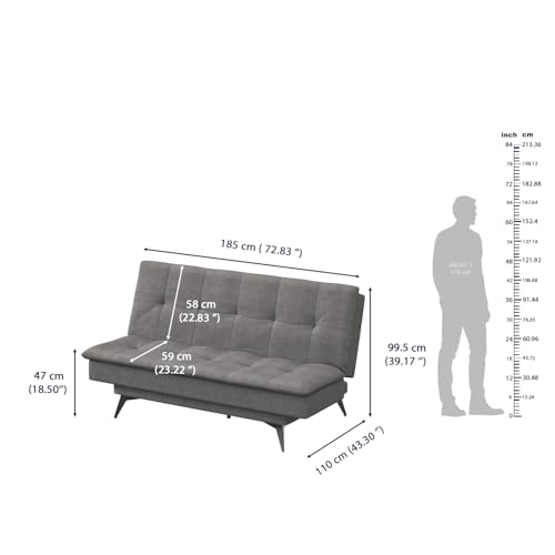 Image of Wakefit Flexia Sofa Cum Bed | 3 Yr Warranty | Convertible 3 Seater, Lightweight, Space Saving Design, Perfect for Home, Living Room | Double Bed | Sofa, Lounger & Bed in One | Warpknit Grey