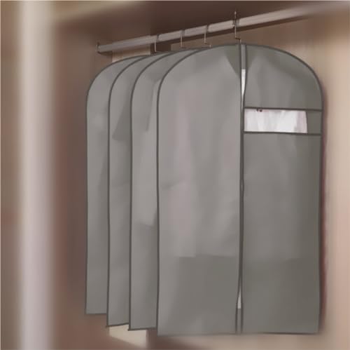 Clothes Cover 4pcs Garment Bag with Clear Window Travel Suit Bag for Clothes Hanging Storage Suit Bags (Color : Grey, Size : 60 * 90cm)4