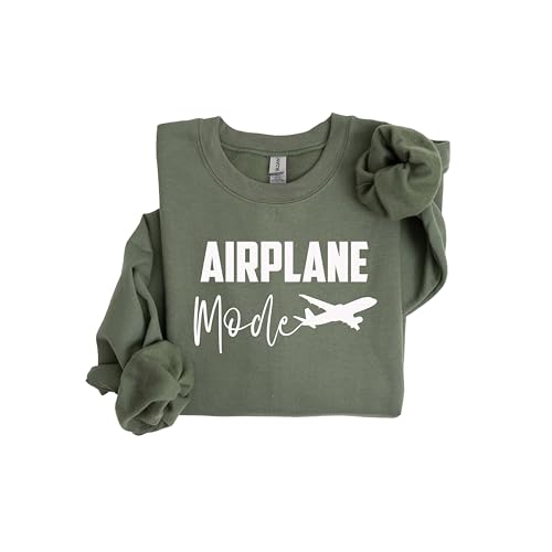 Airplane Mode Sweatshirt, Cute Travel Pullover, Cozy Airport Crewneck Sweater, Funny Vacation Outfit Top, Flight Day Apparel, Travel Gift for Women and Men Sand