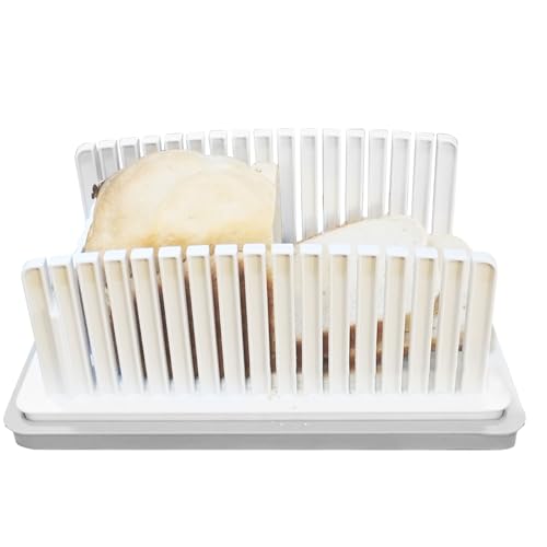 Cortador de tostadas - Aire acondicionado plegable - Instrucciones de corte de pan con bandeja para migajas - Slicer & Sandwich Splicer para tostadas caseras, queso, jamón, carne de mediodía y vieiras