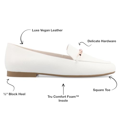 Image of Journee Womens Loafer Flat Notched Topline Square Toe Slip-On Block Heel - Wrenn Casual Dress Shoe