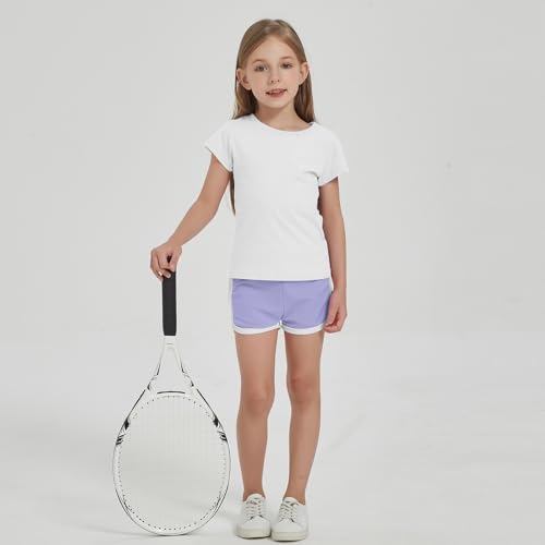 4 Pieces Girls Active Shorts Youth Athletic Shorts High Waist Quick Dry Soccer Shorts for Toddler4