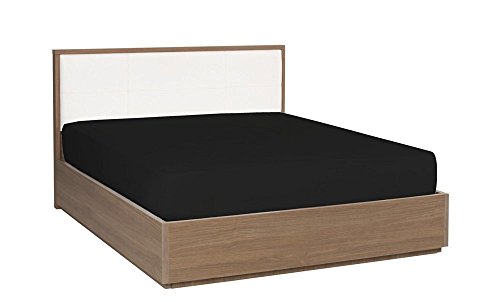 Egyptian Cotton Perfect Fit 1-Pc Fitted Sheet/Bottom Sheet, 210-Thread-Count 100% (Solid Pattern) Fit Up To 10" Inch Deep Pocket - Queen Size, Black #TOP20