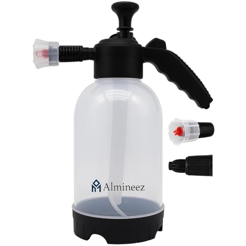 Almineez 2L Snow Foam Pump up Sprayer Snow Cannon Gun, Heavy Duty Pressurised Soap Sprayer with Two Nozzles Car Thick Foam, Hand Pump Action Bottle for Car Cleaning & Valeting