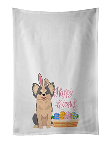 Caroline's Treasures WDK4976WTKT Longhaired Blue and White Chihuahua Easter White Kitchen Towel Set of 2 Dish Towels Decorative Bathroom Hand Towel for Hand, Face, Hair, Yoga, Tea, Dishcloth, 19 X 25
