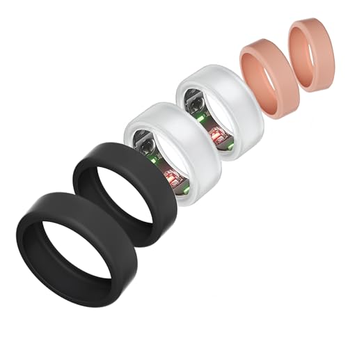 Ring Cover Protector for Oura Ring Gen 3,[6Pack] Silicone Elastic Case [Anti-Scratch] for Oura Ring Working Out Gym Protection),Smart Ring Not Included (Black/Transparent/Pink)（S for 6/7/8/9/10)