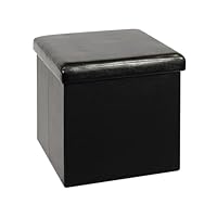 Bonlife 40cm PU Leather Ottoman Storage Box with Lids,Kids Toy Chest Box,Shoe Bench Storage with Seat,Folding Footstool for Living Room