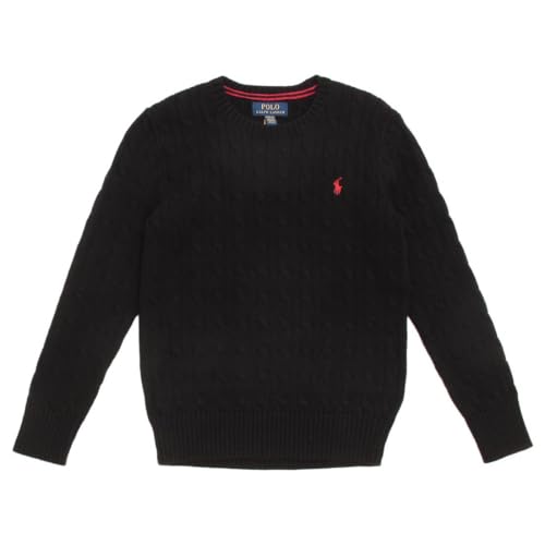 [ポロラルフローレン]ニット セーター ケーブルニット クルーネック ボーイズライン ブラック レディース メンズ RALPH LAUREN 323702674 061 CABLE KNIT COTTON CREWNECK SWEATER POLO BLACK M(日本サイズS） [並行輸入品]