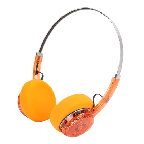 Asixxsix Auriculares Supraaurales Retro, Auriculares Bluetooth Retro Vintage de Alta Resolución, Portátiles Livianos para la Mayoría de la Reproducción de Teléfonos Móviles, Naranja (Naranja
