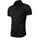 Produktbild INFLATION Herren Hemd aus Bambusfaser umweltfreudlich Elastisch Slim Fit für Freizeit Business Hochzeit Reine Farbe Hemd Kurzarm Herren-Hemd Schwarz DE M (Etikette 41)