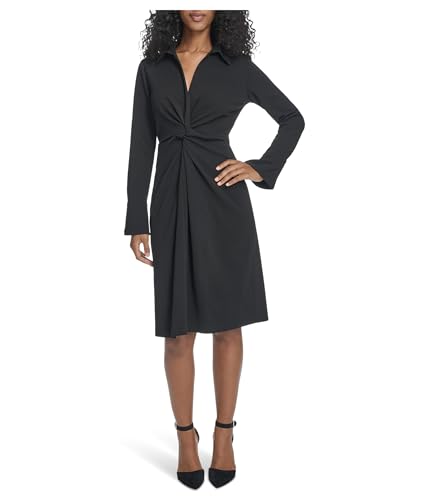calvin klein black long sleeve dress Women's Scuba Crepe Twist Front Sheath 2 at Amazon Women's Clothing store nyla_collection_267777769575 90s St John Knit but also an incredible Size:L 10/12