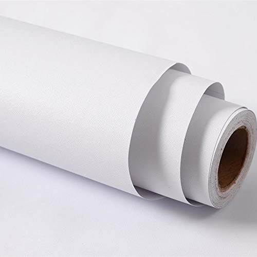 LACHEERY Papier Peint Blanc Mural Mat pour Salon Moderne 60cm x 400cm Tapisserie Murales Papier Peint Autocollant Blanc Uni Imperméable Revetement Mural Adhesif Chambre Epais Vinyle Mur pour Cuisine