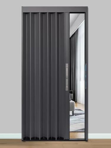 Portes accordéon multi-plis – Porte coulissante pliante pour porte, salle de bain et séparateur de pièce avec cadre gris et panneau en aluminium, disponible en plusieurs tailles
