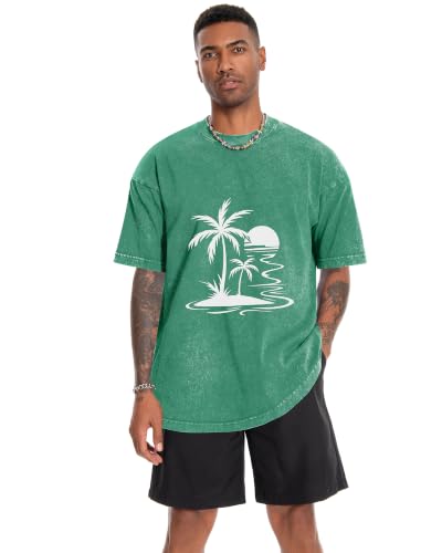 Image of Oversized Tshirts for Men Short Sleeve Vintage Washed Basic Loose Tees