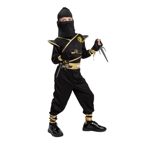 Jazgrom Ninja Costume For Kids With Accessories For Boys Toddler Halloween Costumes Dress Up Birthday Role Play Golden thumb #1
