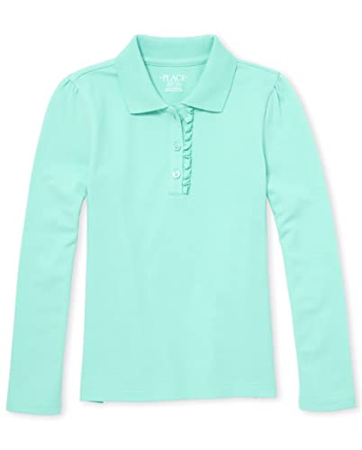 Image of The Children's Place Girls' Uniform Long Sleeve Ruffle Pique Polo
