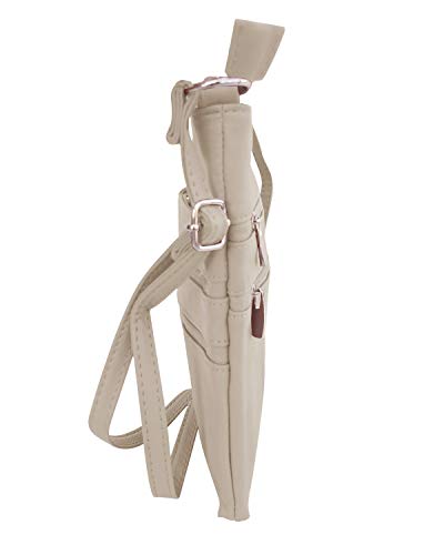 Roma Leathers Mini Cross Body Purse - Multi Pocket Double Zipper Handbag - Premium Cream Leather - Adjustable Shoulder Strap - Convenient Travel Bag - Designed in the U.S.A.2