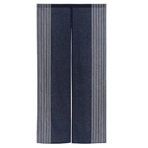 Image of Waraku Fuuka Japanese Curtain Noren Tapestry Curtains for Doorway Including Clips (Indigo Blue)