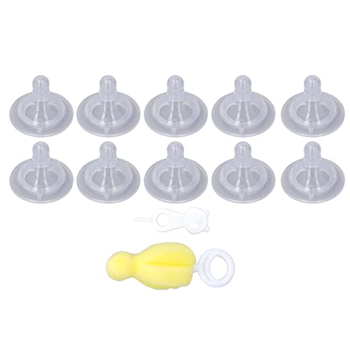 10pcs Baby Bottle Nipples Replacement, Infant Silicone Baby Bottle Feeding Nipples Replacement for 0 to 6 Months Old Baby