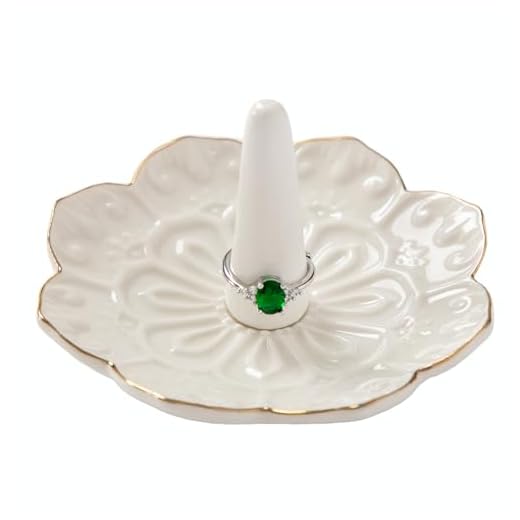 Ceramic Ring Holder Dish for Jewelry, Decorative Mandala Jewelry Tray for Rings Earrings Necklaces Watch Keys, Aesthetic Room Decor, Birthday Engagement Wedding Gifts for Women (White)