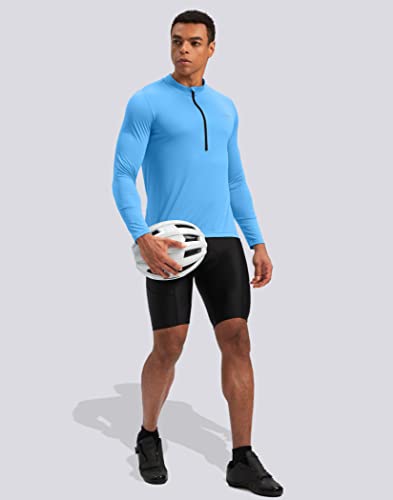Bikewa Camisa masculina de ciclismo com 3+1 bolsos traseiros com zíper de manga comprida com absorçã