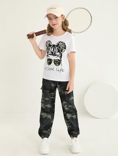 Image of Girl Clothes Cute Cool Girl Tops Splicing Pants 2 Piece Girls Summer Outfits 6-14 Years