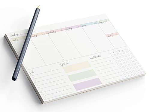 A4 Weekly Planner 52 Week To View Diary Desk Pad Habit Tracker Todo To Do List - Multi Colour