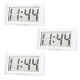 CashMuch Digitale Uhr Klein, 3Er Set Blau/Weiß/Schwarz, LCD-Anzeige Mit Oßen Ziffern, Wasserdicht & Bruchsicher, Selbstklebender Halter Für Autoarmaturenbrett, Küchenkühlschrank