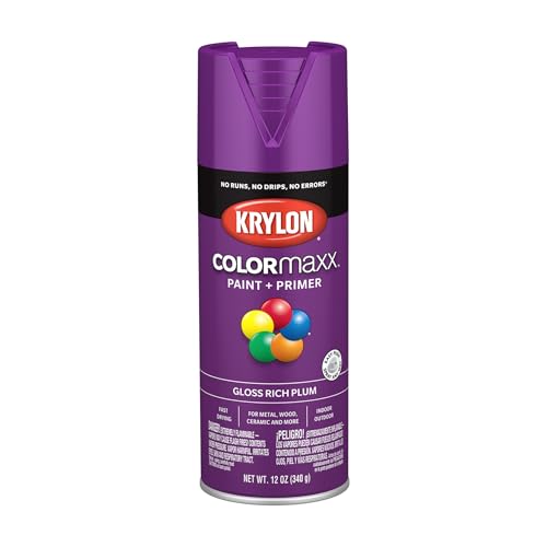 Krylon K05536007 COLORmaxx Spray Paint and Primer for Indoor/Outdoor Use, Gloss Rich Plum , 12 Ounce (Pack of 1)