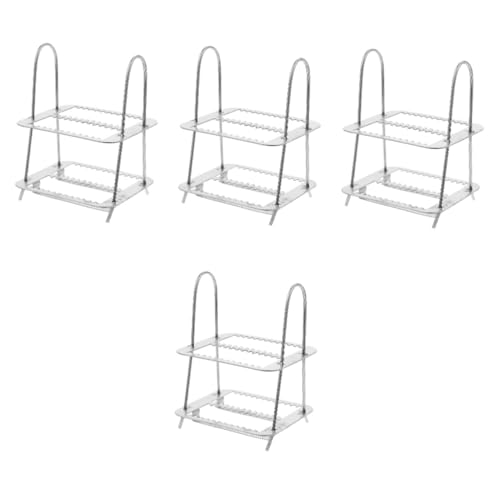 NAMOARLY 4pcs 26 Staining Rack Glass Slides Holder Stainless Steel Microscope Slide Rack