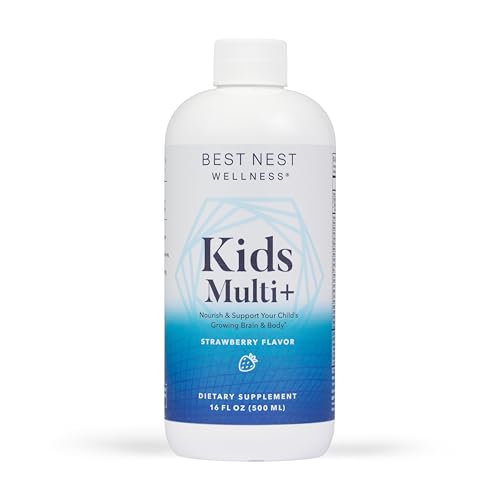Best Nest Liquid Multivitamins for Kids, Methylfolate, Methylated Vitamins, Whole Food Blend Vitamin, Vegan, Gluten Free, Non-GMO, Strawberry Flavor, 16 oz