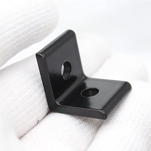 Image of 20Pcs 2020 Aluminum Extrusion T Slot Corner Bracket 20 Series Extruded Hardware L Connector with M5 Nuts Bolts for 20 /20 20mm T V Slot Black Aluminum Profile Rail Accessories
