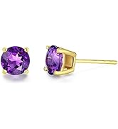 FANCIME 14k Solid Yellow Gold Doğal Değerli Taş Stud K&uuml;pe Dişli K&uuml;me Doğum Taşı Stud Kulaklık...