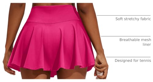 Image of PINSPARK Womens Tennis Skirt Pleated Athletic Skirts with Pockets Shorts High Waisted Golf Skort for Workout Pickleball
