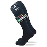 GAWILO Damen & Herren Kniestrümpfe (4 Paar) lange Socken mit Komfortbund aus 80% Baumwolle | kein Verrutschen |ohne drückende Naht | extra weich und lange haltbar (43-46, schwarz)