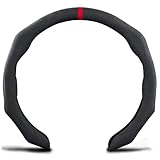 Car Steering Wheel Cover Suede 15 inch Steering Wheel Grip Snap on Steering Accessories Non Slip Car Interior Decoration Universal Black