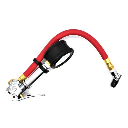 Interstate Pneumatics TF7135 Heavy Duty Dial Inflator 5-160 PSI with 12 Inch Rubber Hose Whipend and Angle-in Tapered Chuck