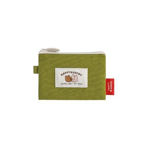 Image of Monolike Happy and Lucky Card Case, Green - Small Nylon Pouch, Portable Keychain Coin Purse, Waterproof Card Sleeve, Compact Daily Organizer Case