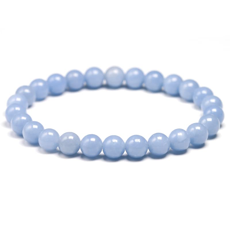 Bracelet jade bleu et perles d'angélite contre le stress quotidien